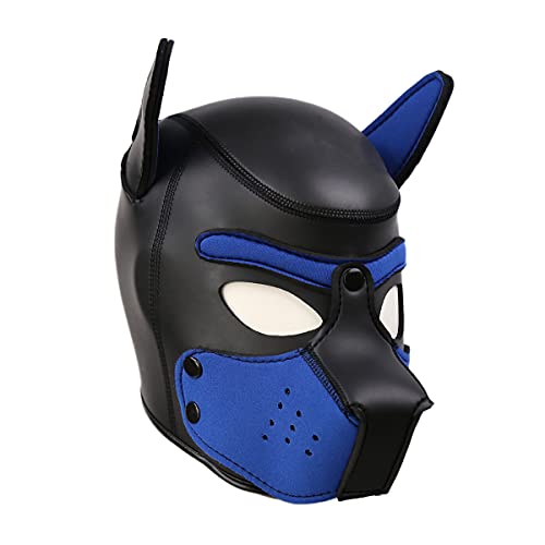 LEWECEEO Neoprene Puppy Hood Camo Full Face Mask Cosplay Costume Dog Head Masks (Blue)
