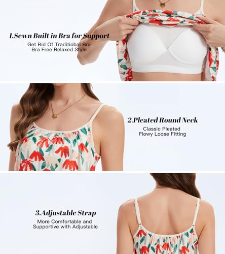 Image of Camisoles for Women with Built in Bra Adjustable Strap Tank Tops Cami Sleeveless Summer Tops for Workout Sleeping Traveling