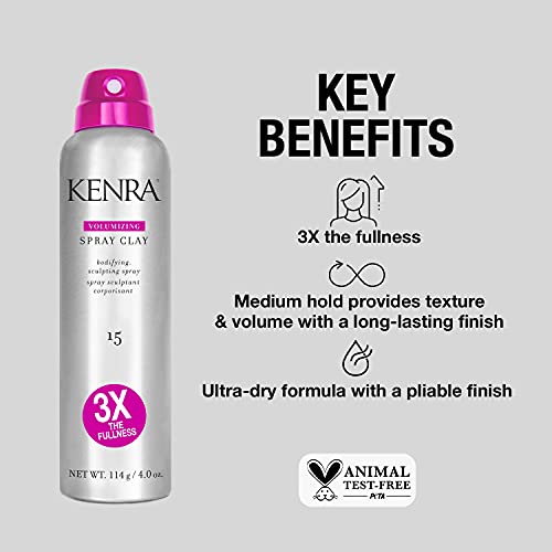 Image of Kenra Volumizing Spray Clay 15 | Bodifying, Fullness Spray | 3X The Fullness | Medium Hold | Provides Texture & Volume With A Long-Lasting Finish | All Hair Types