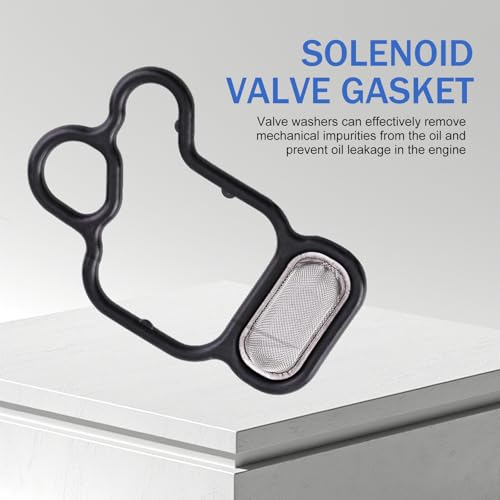 Image of 2 PCS Head Cylinder Solenoid Valve Gasket Kit, 15815-R40-A01 91319-PAA-A01 VTEC Solenoid Gasket Filter Spool Valve with Sealing Ring, Compatible with A-cura ILX TSX, H-onda Accord Civic CR-V