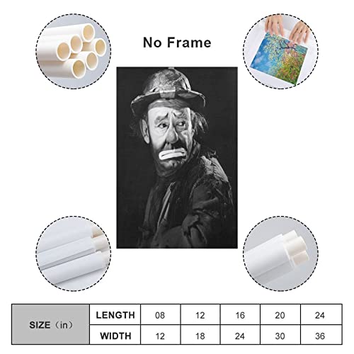 Emmett Leo Kelly Circus Performer Clown Actor Retro Poster Wall Art Paintings Canvas Wall Decor Home Decor Living Room Decor Aesthetic 24X36Inch(60X90Cm) Unframe-Style #TOP1