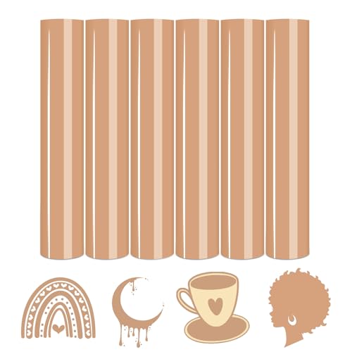 Image of Tintnut Warm Beige Heat Transfer Vinyl,6 Pcs 12x10in Iron on Vinyl | Skin Tone PU HTV Sheets,easy cut & weed,stretch washable,works with iron & heat press for fabric crafts