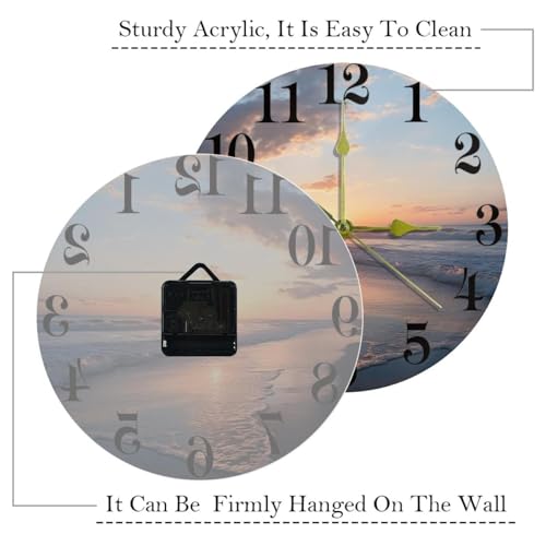 Horloge murale de plage ronde à quartz et silencieuse pour la maison - 6