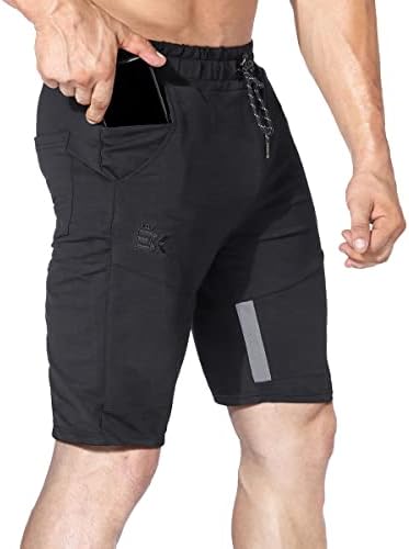 BROKIG Mens Thighs Mesh Gym Bodybuilding Shorts, Slim Fit Stretch Athletic Workout Running Shorts for Men with Zipper Pocket(Black,Medium)