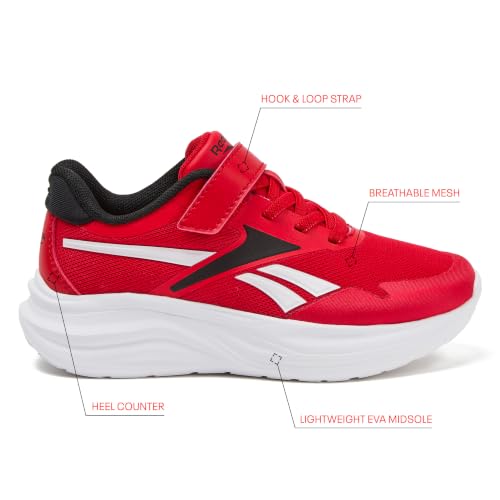 Reebok Futura Dash 1V Athletic Kids Shoes for Girls and Boys Sneakers, Red/Black/White, 5 Big Kid by Reebok - Used condition - Image 2