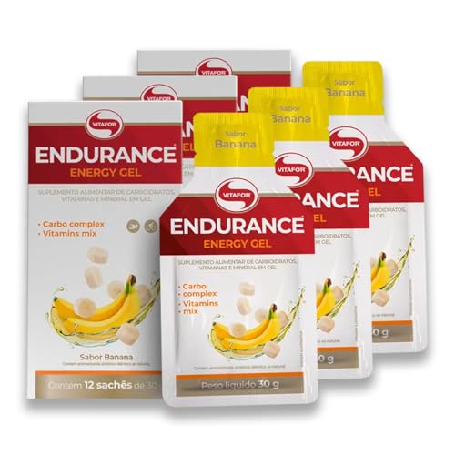 Kit 3 Endurance Energy Gel Vitafor Caixa 12 sachês Banana