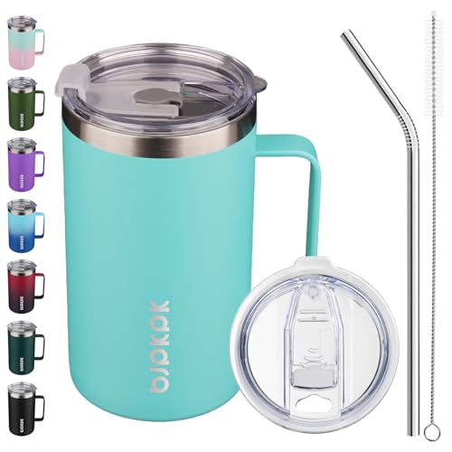 Image of BJPKPK 25oz Insulated Coffee Mug with Handle, Stainless Steel Travel Mug | Keeps Drinks Hot & Cold, Double Wall Vacuum, 2 Lids Included, BPA-Free Coffee Tumbler for Home, Office & Travel
