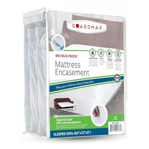 Image of Guardmax Sleeper Sofa Mattress Protector Encasement Zippered (60aa‚¬Ax72aa‚¬Ax5aa‚¬A) 100% Waterproof Bed Bug Proof Sofa Bed Mattress Cover - Quality Guaranteed!
