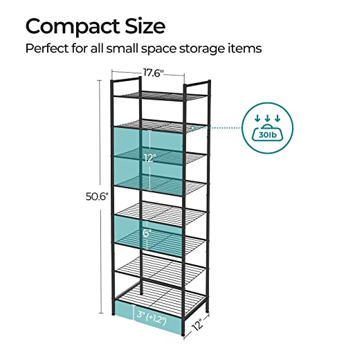 Image of SONGMICS Metal Shoe Rack, Free Standing Shoe Organizer for Entryway Closet Garage Small Spaces, Heavy-Duty Slim Steel Storage Shelf, 8-Tier, Fits 16-24 Pairs, Bronze ULMR028A01