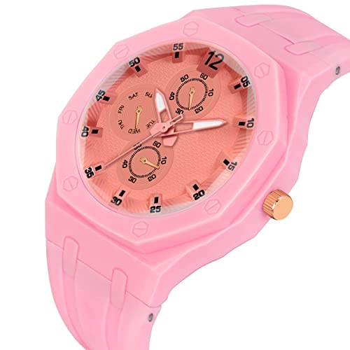 Image of ON TIME OCTUS Analogue Unisex Watch for Girl's and Women MN-165 (Pink Dial Pink Colored Strap)
