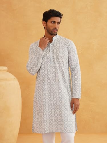 Image of SOJANYA (Since 1958 Men's Embroidered Sequinned Cotton Long Kurta