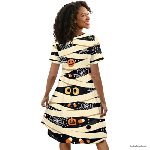 Image of Women's Summer Dresses Short Sleeve Formal Dresses with Pockets