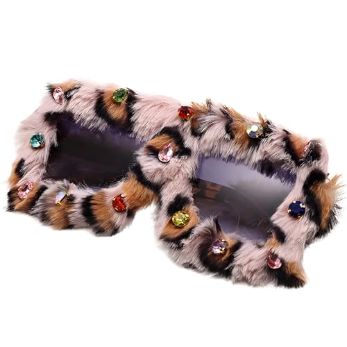 Gafas de sol de felpa con estampado de leopardo para mujer,