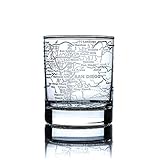 Greenline Goods Whiskey Glasses - 10 Oz Tumbler (Single Glass) - Etched with City Map - Old Fashioned Rocks Glass (San Diego, CA)