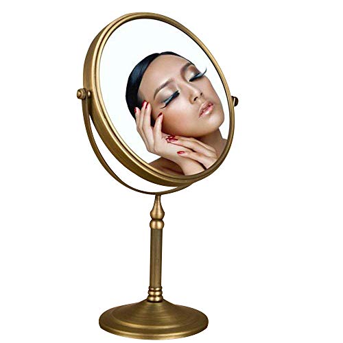 Leyden Antique Brass Makeup Mirror, 3X Magnifying Vanity Mirror Tabletop Double Side 7.8 Inch Bathroom Hardware Accessories #TOP16