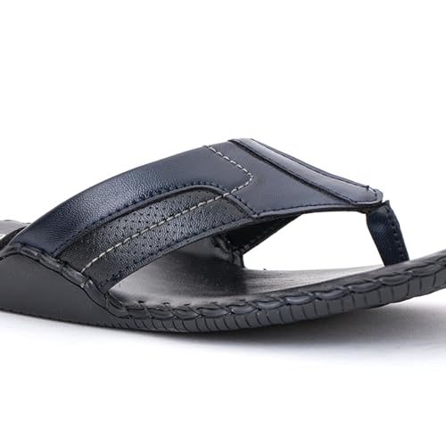 Image of Lazard by Khadim's Synthetic Leather PVC Sole Navy Slip-Ons for Men