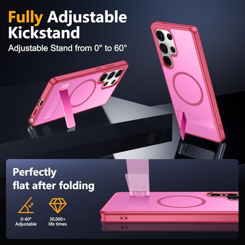 Image of SPIDERCASE Magnetic for Samsung Galaxy S25 Ultra Case, [3 Stand Ways][ Military Grade Drop Protection] with Invisible Stand Slim Phone Case for S25 Ultra 5G,Rose Red