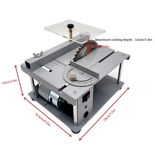 XoTiq Mini Multi-functional Table Saw, Handmade Woodworking Bench Saw DIY Small Table Saw, Woodworking Model Cutting Machine, 96W Home Cutting Machine Electric Saw for Miniature Wood Craft Cutting - Image 2