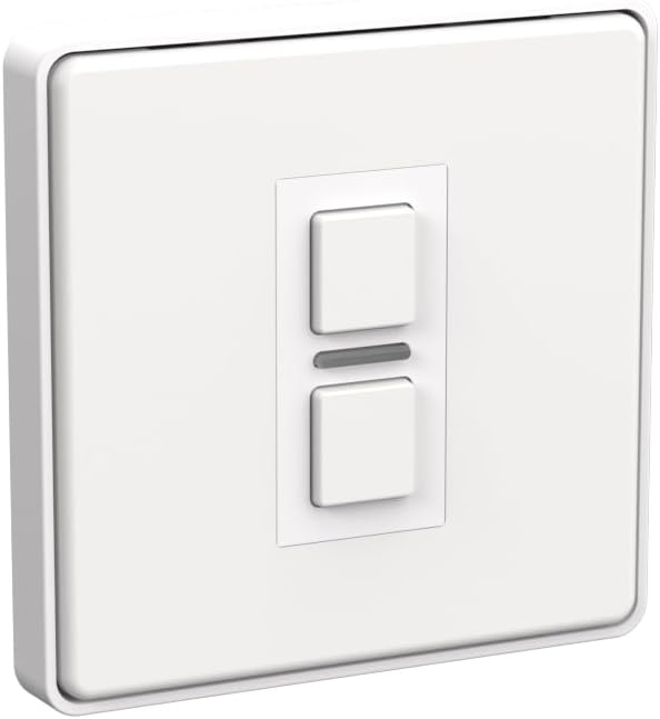 LightwaveWire-Free Scene Selector (2 Button) White Metal - Battery Powered, Multi-Press Built-In