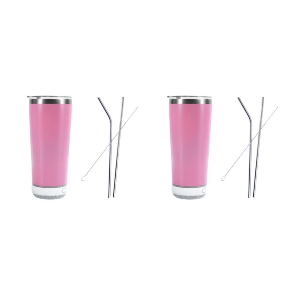 2 Juegos de Vaso con altavoz de música Bluetooth, acero inoxidable 304 de calidad alimentaria, inodoro y libre de contaminación, vaso con textura de gama, color rosa