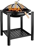 Feuerschale Garten, Feuerstelle Garten, Feuerkorb, Feuerschalen für den Garten, mit Grillrost(47,5cm), Funkenschutz, Kohlerost, Schürhaken, Einfach zu montieren