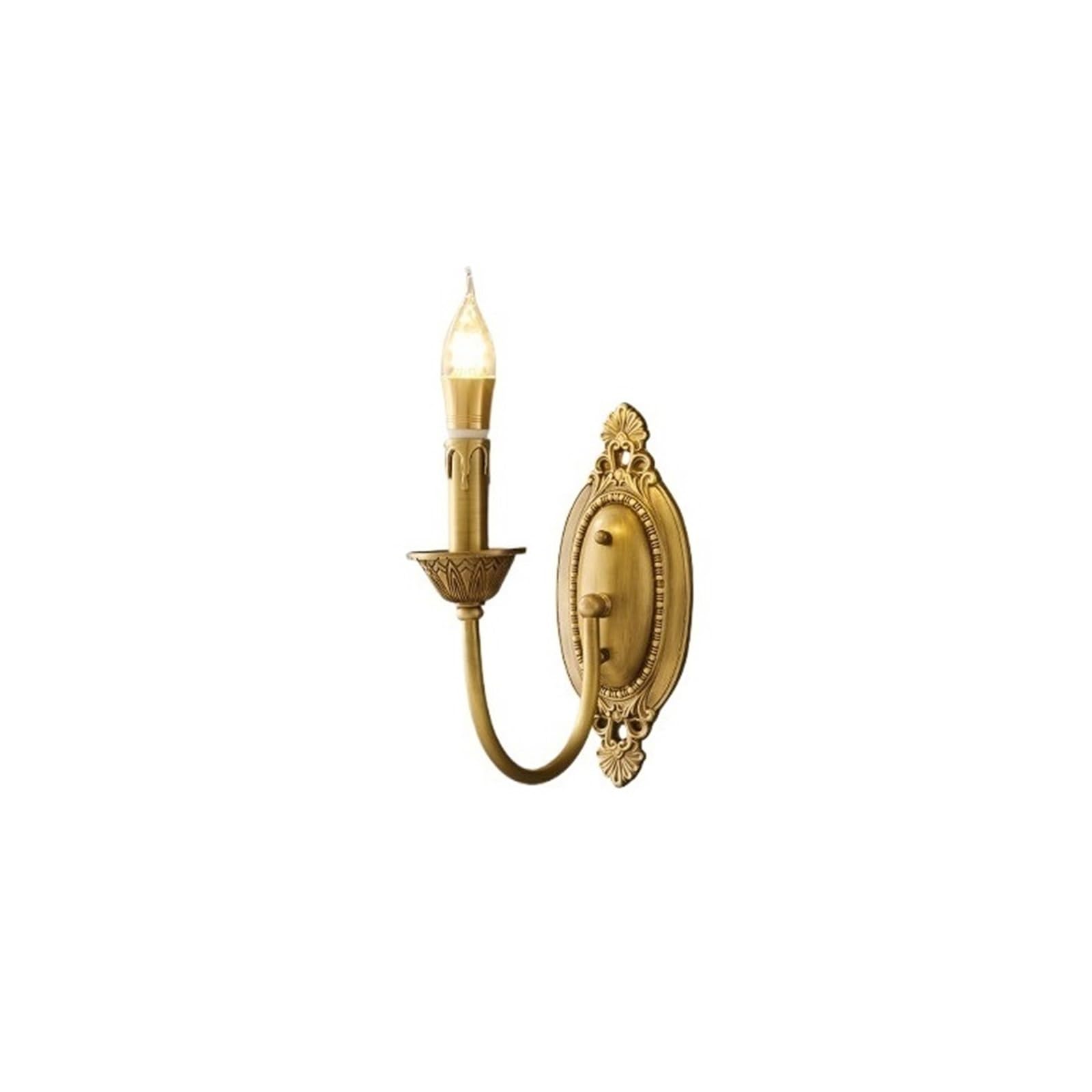 Wqqyu6hkf One Color Lights Retro All Copper Wall Lamp Candle Shaped Decorative Lamps(Small)