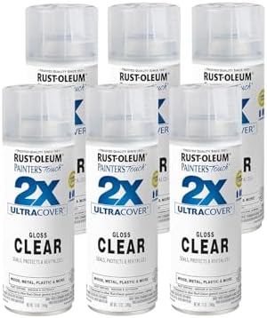Rust-Oleum 249117 Gloss Clear Painters Touch 2X Spray Paint, 12 oz., Aerosol Can (Pack of 6)