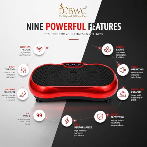 Image of Dr BWC Crazy Fit Vibration Plate Machine for Home |Vibration Plate for Women & Men |Sliming Weight Loss Machine | 99 Vibration Level | 5 pre Set Auto Programme | Muscle Toning, Flexibility