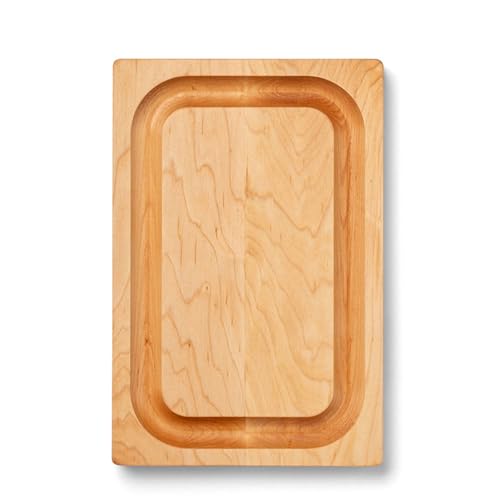Image of John Boos Chop-N-Slice Series Rectangular Wooden Maple Cutting Board 12 inchx8 inch - 1 inch Thick, 3-lb Reversible Butcher Block with Eased Corners, Juice Groove & Edge-Grain - Made in the USA | 12 inchx8 inch - 1 inch Thick, 3-lb Reversible Butcher Block with Eased Corners, Juice Groove & Edge-Grain - Made in the USA