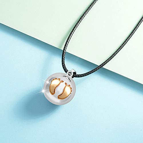 Eudora Harmony Bola Ball Baby Feet Angel Chime Pendant Necklace, Pregnancy Locket Long Necklace, 30" And 45" Ropes #TOP1