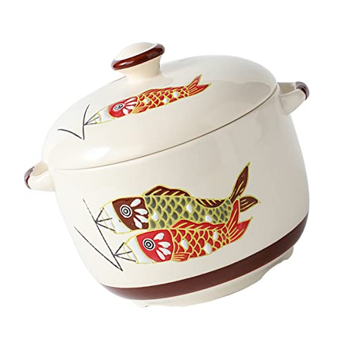 Tazón de cerámica Ramen japonés Pescado Tazones de uso japonés Olla redonda Cocer al vapor Aperitivo de pasta doméstica Vajilla de porcelana Sartén casera Cazuela: Contenedor Fideos coreanos Olla: Sop
