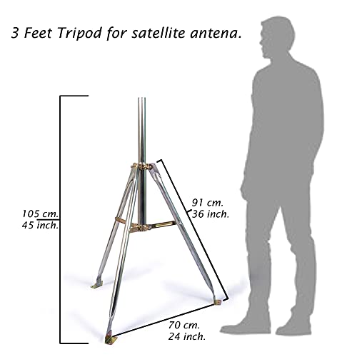 3ft Heavy Duty Tripod Mount for Starlink, Antenna, DIRECTV, Ubiquiti (Includes 1.66" by 2" Diameter Mast) (1 Unit)