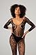Spitzen Catsuit ouvert - Schwarz