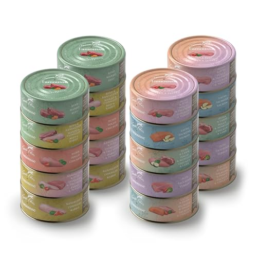 Terra Felis Kennenlernpaket Famousse Nassfutter, 20x80g I Premium Katzennahrung in 100% Lebensmittelqualität Aller Rohstoffe I Hergestellt in Bayern I Zucker- & getreidefrei | Alleinfuttermittel