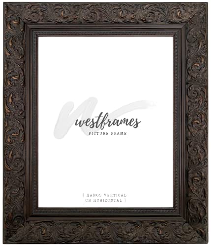 West Frames Bella French Ornate Embossed Wood Wall Picture Frame 2.5" Wide (16" X 20" Frame With Plexiglass & Backing Board, Dark Bronze) #TOP3