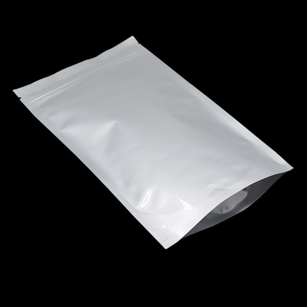 50 bolsas de Papel de Aluminio Puro de Plata para Almacenamiento de Alimentos con Cremallera, sellado Térmico Embalaje a Prueba de Olores 12x20cm (4.7 x 7.8 pulgadas)