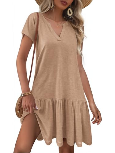 AI'MAGE Womens Swimsuit Coverups Bikini Beach Swimwear Cover Up V Neck Bathing Suit Cover Up Dress A-line Beach Dress