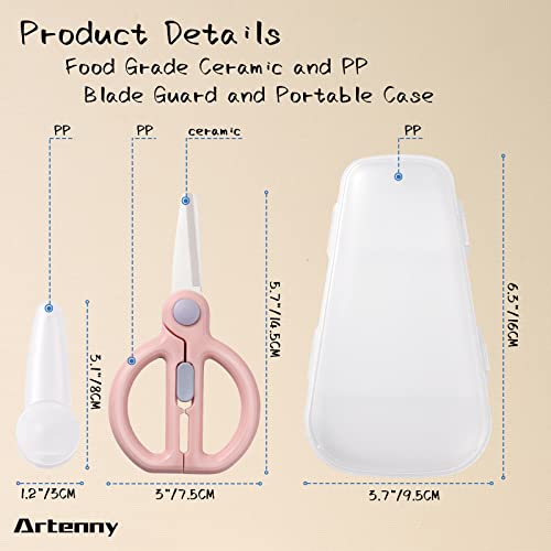 Artenny Baby Food Scissors Kids With Case Travel, Ceramic Kitchen Scissors For Food With Safety Lock, Baby Food Cutter, Bpa Free (C) #TOP5
