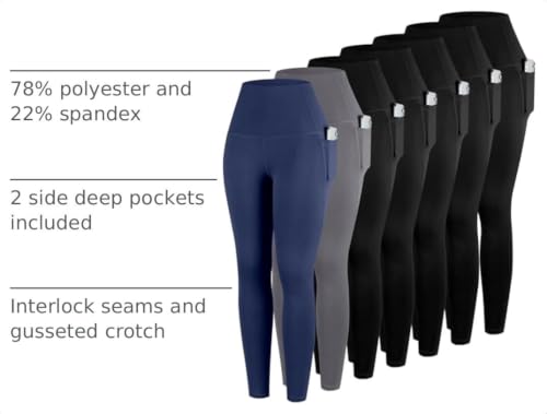 Image of ATHVOTAR Leggings with Pockets for Women, 7 Packs High Waisted Workout Tummy Control Yoga Pants