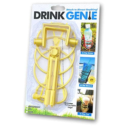 Drink Genie, Drink Holder, Cup Holder, Portable Cup Holder (Yellow - Glow in The Dark), Sticks in The Ground, Car Door, Pull Golf Bag, Wheel Chair, Walker, Boat