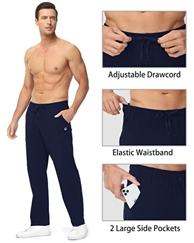 Hartpor Men's Joggers Sweatpants Athletic Yoga Pants Casual Loose Fit Running Sweat Pants With Pockets Straight Leg Navy M #TOP3