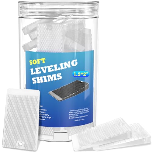 Image of Furniture Levelers, 50 Piece Jar, Plastic Shims for Leveling, Black Rubber Wedge for Table Toilet Refrigerator Piano, Small Shims for Home Improvement and Work
