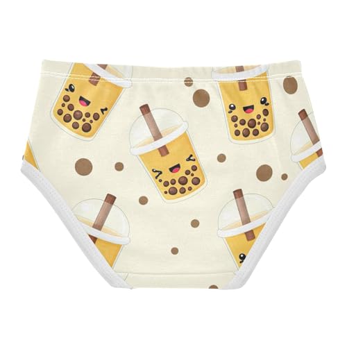 Cute Bubble Tea Beige Panties for Girl Toddler Underwear Floral Cotton Designer Briefs Undies Kids 2t2