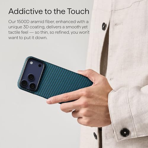 Image of pitaka for iPhone 17 Pro Max Case 6.9 inch, Caseless Feeling, Black /Blue(Twill)