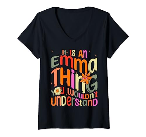Womens It's an Emma Thing You Wouldn't Understand Groovy Forum Name V-Neck T-Shirt