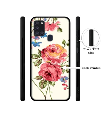Image of Vintage Painting Flower Design Premium 2D Printed Metal Back Case Cover for Samsung Galaxy A21S 4G