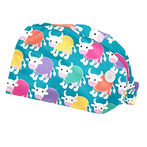 Casquettes de travail ajustables avec bandeau absorbant et motif vache rigolo