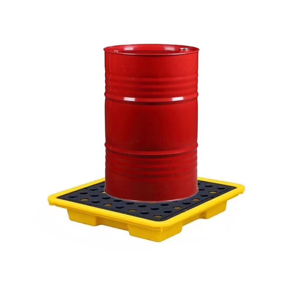 JKJZSALJ Modular Plastic Spill Containment Platform, Industrial Spill Pallet For Warehouses, 17, Heavy-Duty Design, 130X68X15Cm & 72X72X16Cm, Maximize Safety & Eff,Yellow,33.5 * 33.5 * 5.5cm