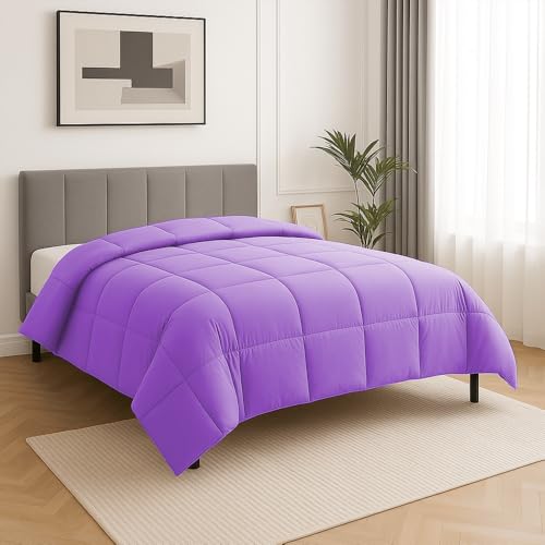 Image of Eastern King Size Comforter Set - All Season Down Alternative Bedding Comforter Set - Quilted Duvet Insert with Corner Tabs - Box Stitched Blanket - Breathable, Soft - Lavender