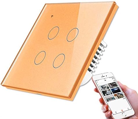 VALOJUSHA Wireless Smart Touch Switch Voice Control Compatible with Alexa Google Home APP smart Life/Tuya Control Schedule Family Share Water Heater Touched Switch High Power (Gold)